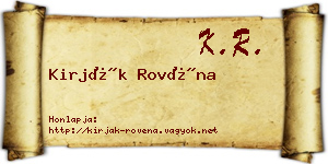 Kirják Rovéna névjegykártya